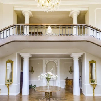 Double volume entrance hall at Chateau de Vezins